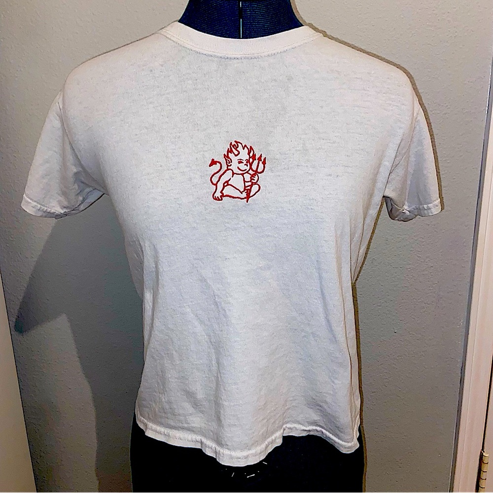 Brandy Melville hailie embroidered baby devil top